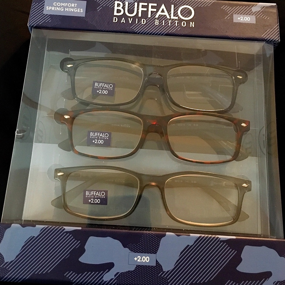 Buffalo David Bittin Reading Glasses+2.00. 3 pairs